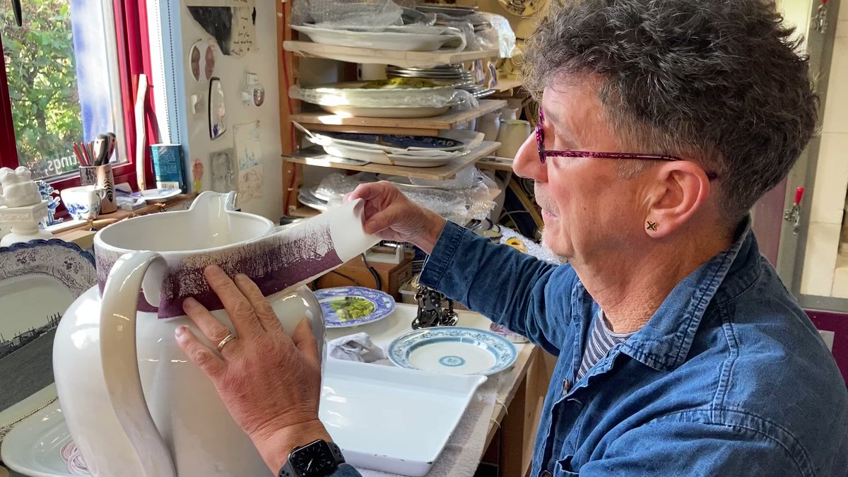 Ceramicist Paul Scott busy at work in hi... Ceramicist Paul Scott busy at work in hi...