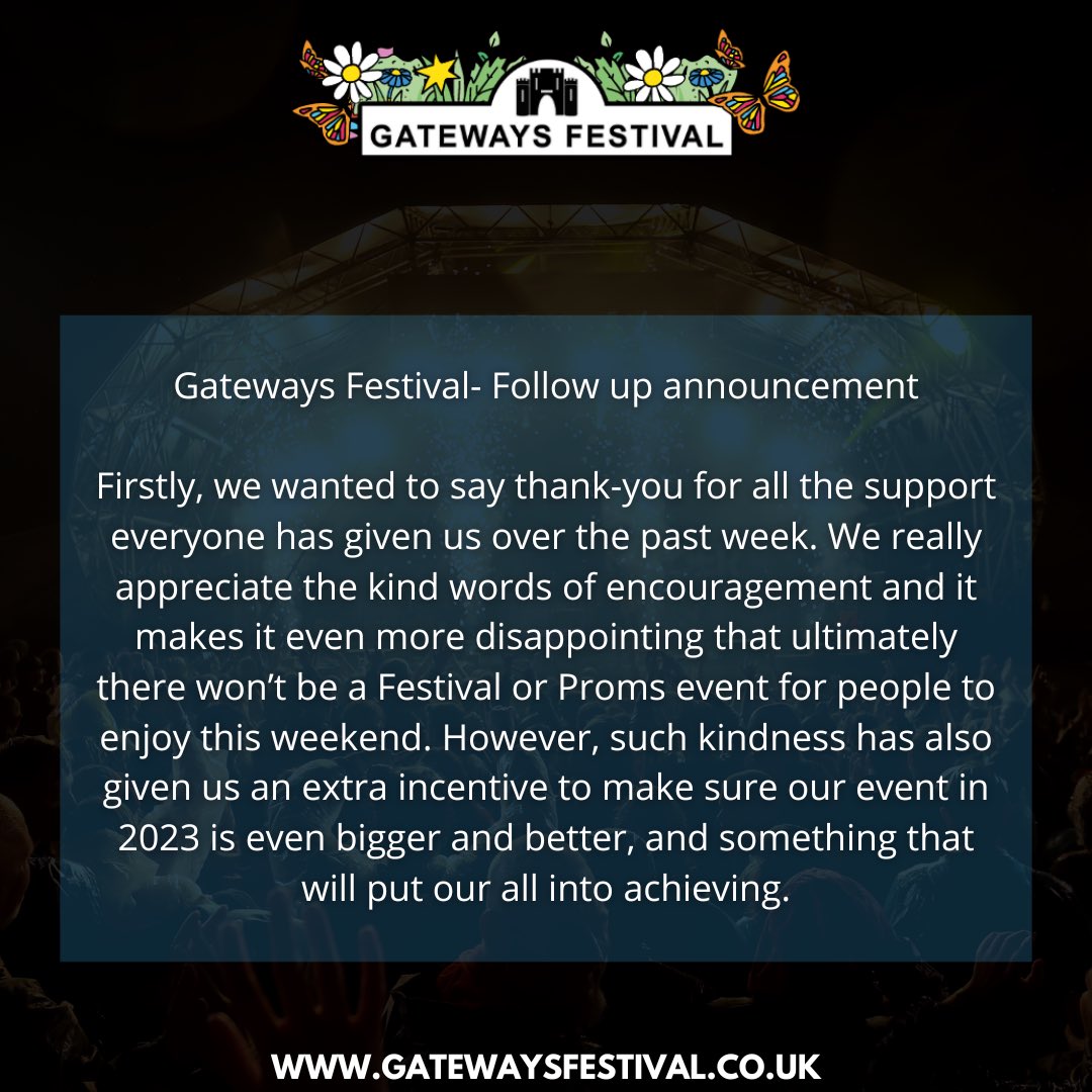 Gateways Festival - follow up announceme...
