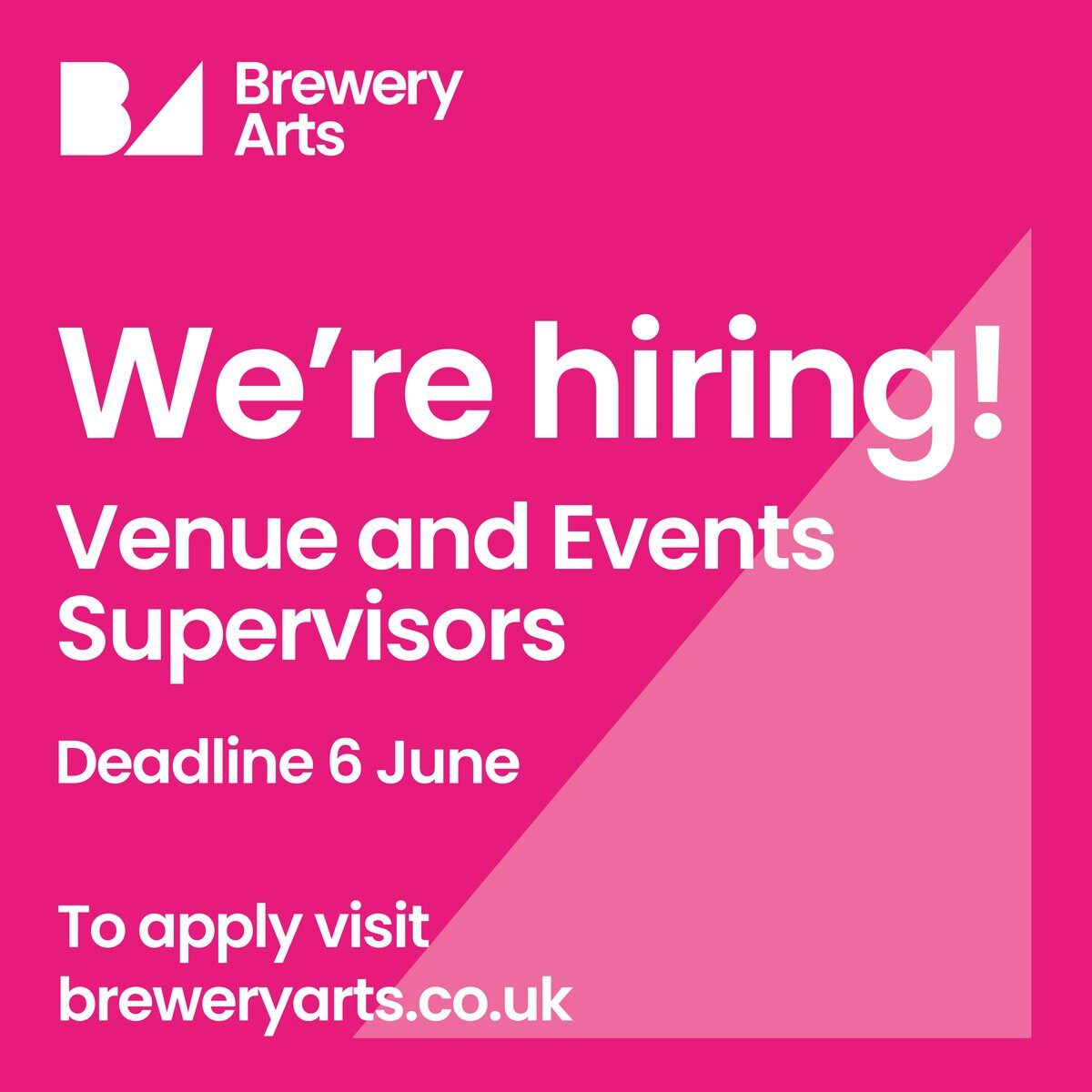 We're #hiring Venue & Events Supervisors...